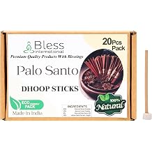 Bless-International Palo-Santo-100%-Natural-Incense-Bambooless-Dhoop-Sticks Handmade-Organic-Chemicals-Free for-Purification-Relaxation-Positivity-Yoga-Meditation The-Best-scents-4.5-Inches-20-Sticks