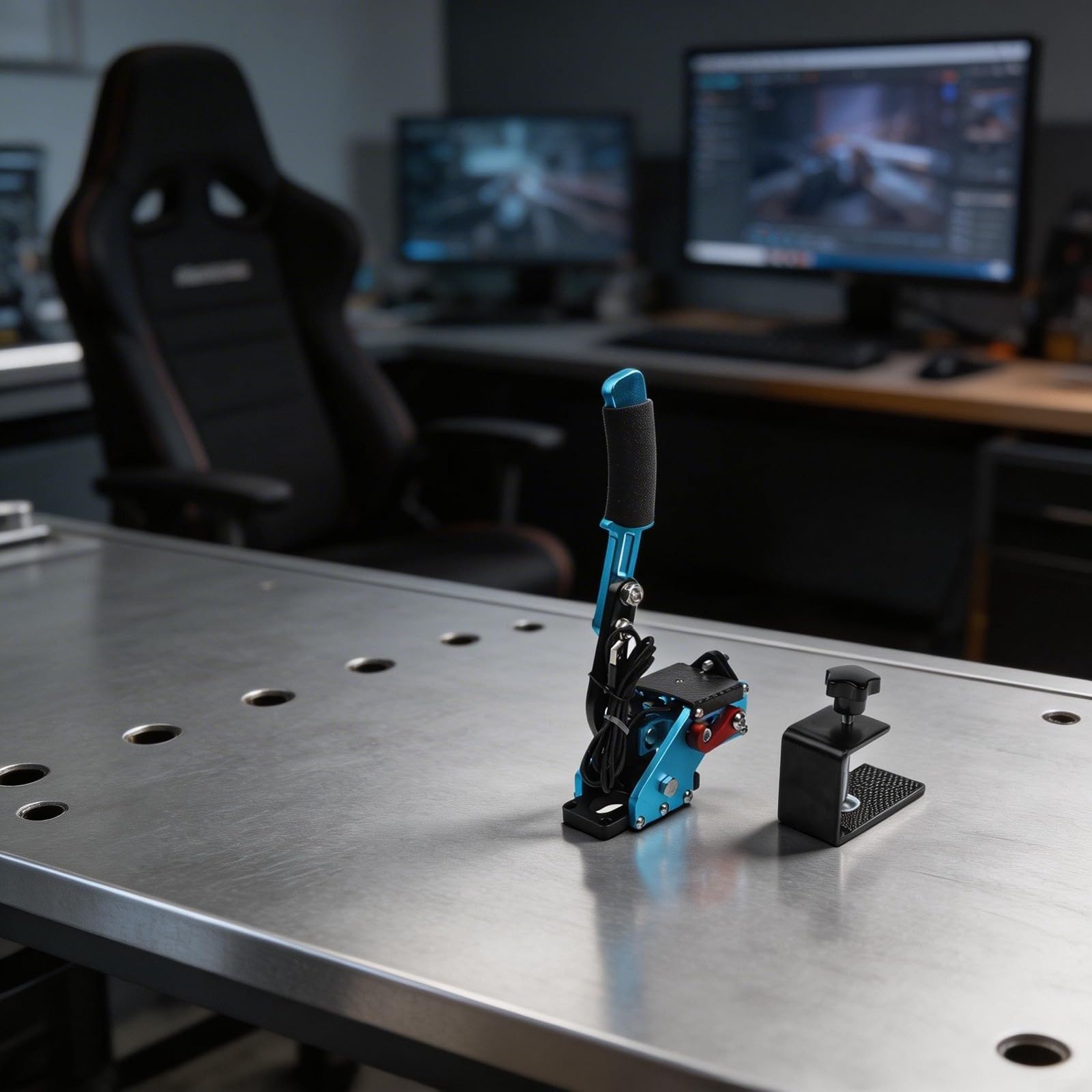 Freno a mano USB per giochi di corse per PC, sensore Hall Drifting Brake con tensione regolabile della molla, accessorio da gioco in lega di alluminio per Logitech G27 G29 G920 T300 (blu)