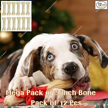 Petlicious & More Dog Bones Rawhide Bone 5 Inch Pressed Bone Dog Bone (Pack of 12)