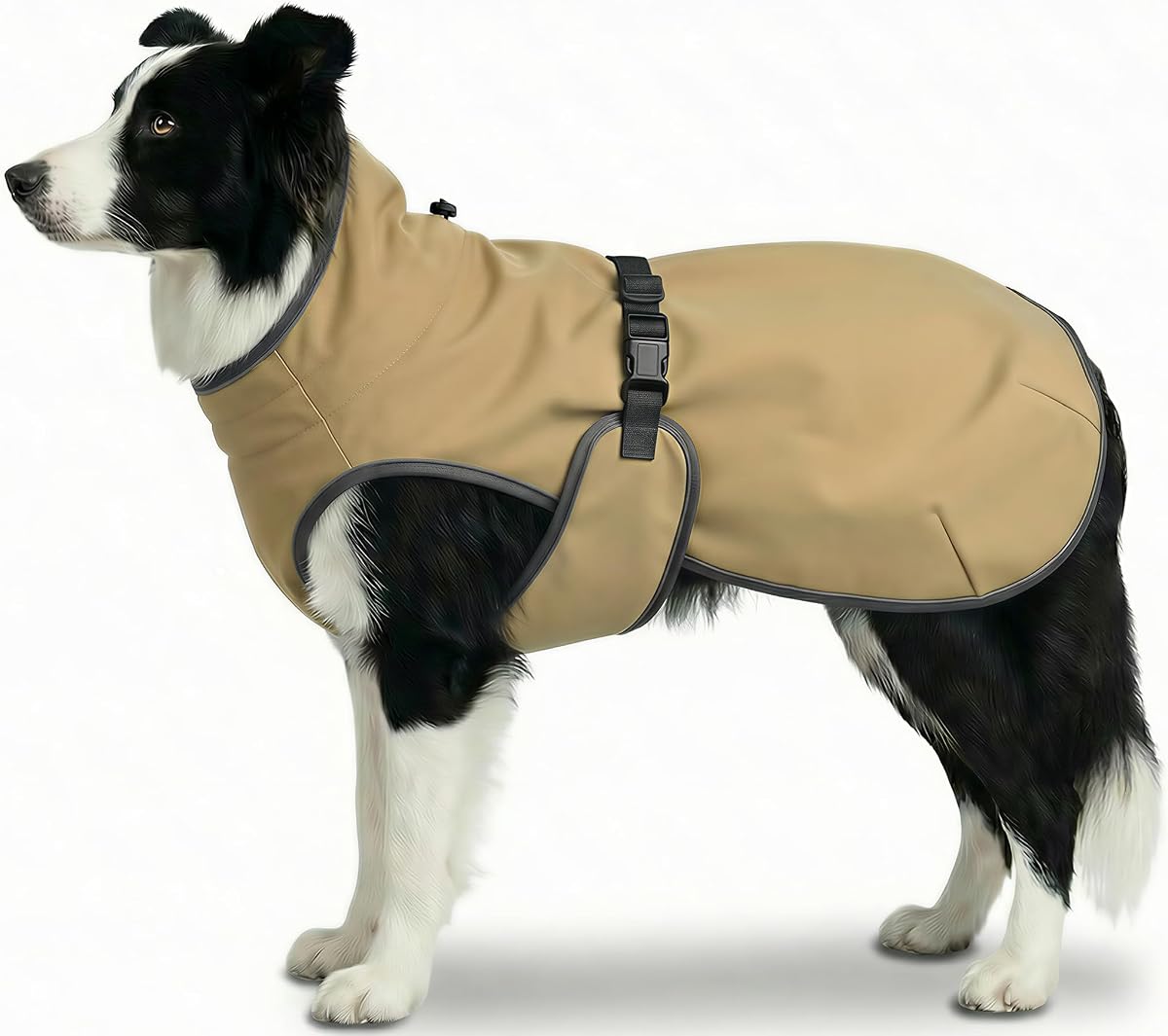 Fleece-Lined Dog Winter Vest, Low Neckline (Brown, Large)