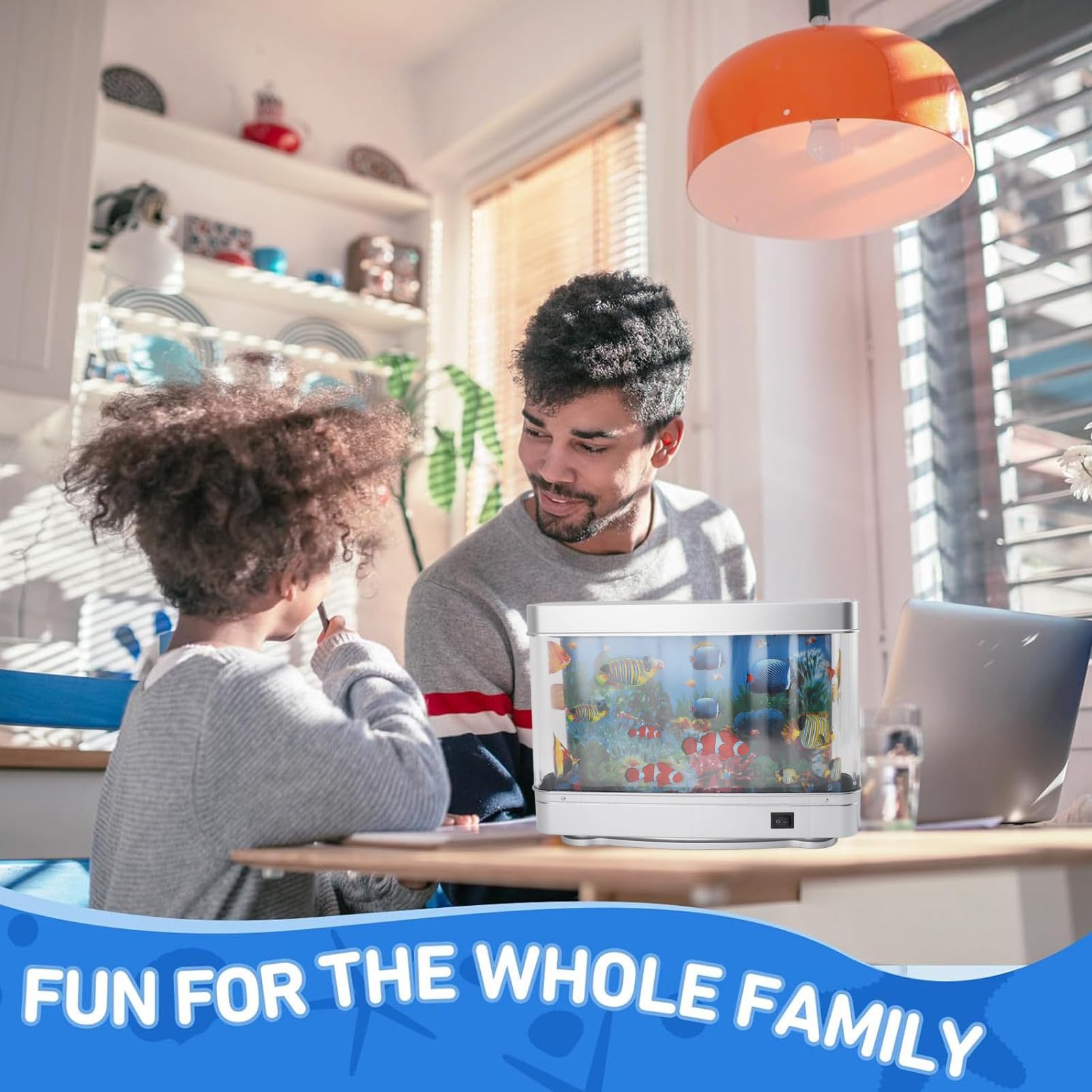 ciciglow Künstliches Aquarium, Dekorative Lampe mit Weißem Licht und Tastensteuerung für Kinder