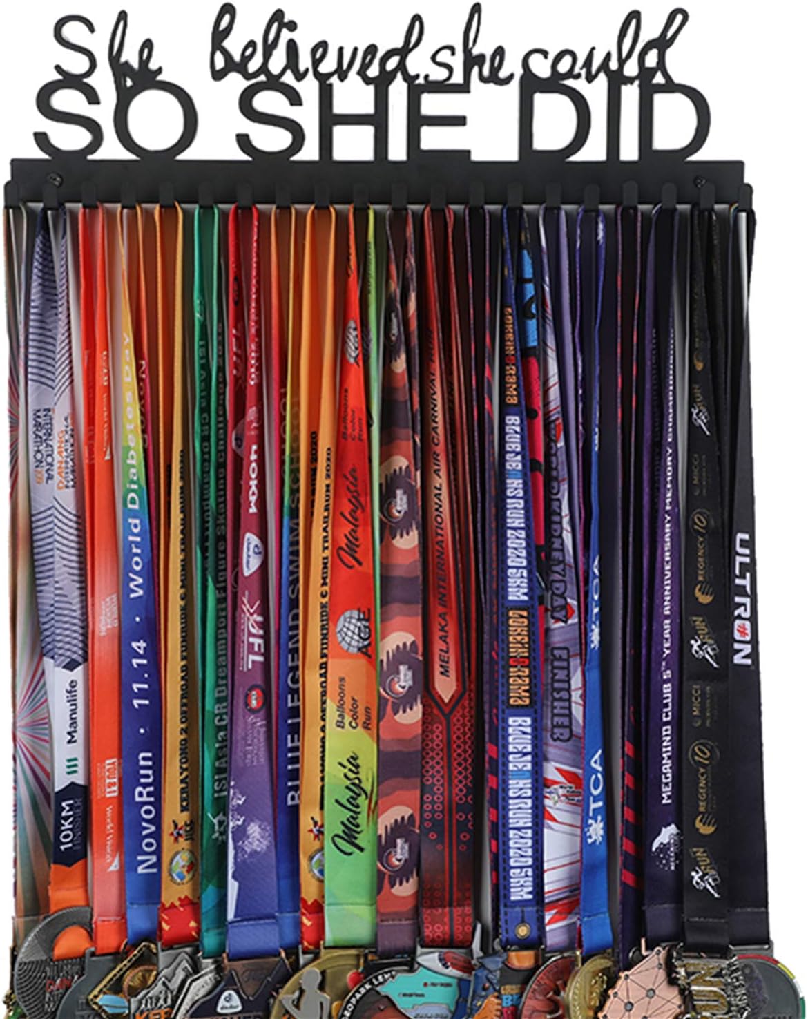 Goutoports Medal Hanger Display Race Bib Holder for Runner Durable Personalized Metal Holder Display Your Honour with Pride for Athlete,Sport Fan,Teens and Kid, Easy to Use