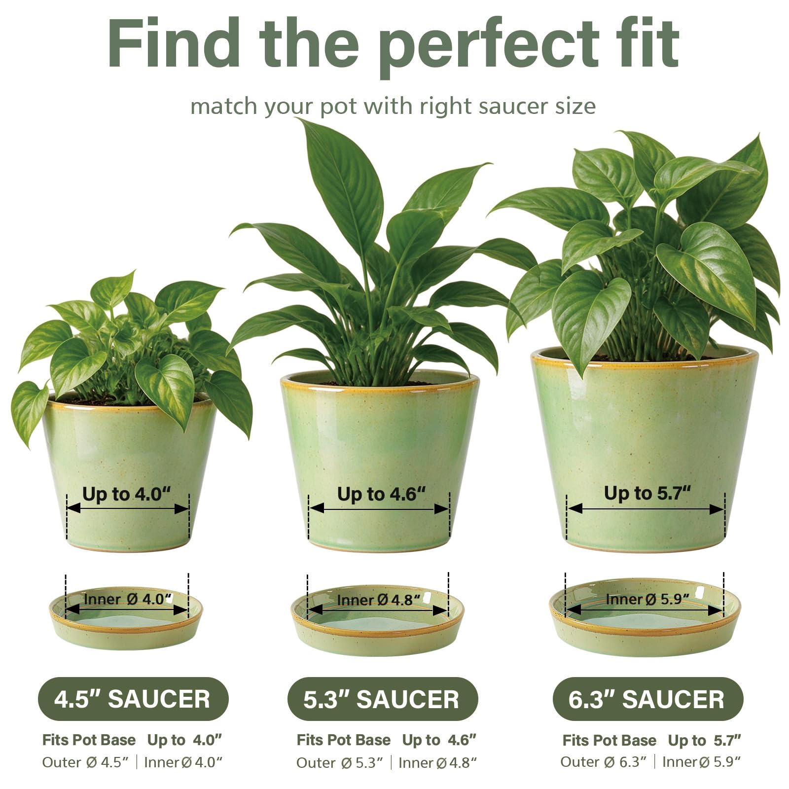 Plant Saucers - 2 Pack Ceramic Drainage Trays -2 Plant Saucers - 2 Pack Ceramic Drainage Trays -2