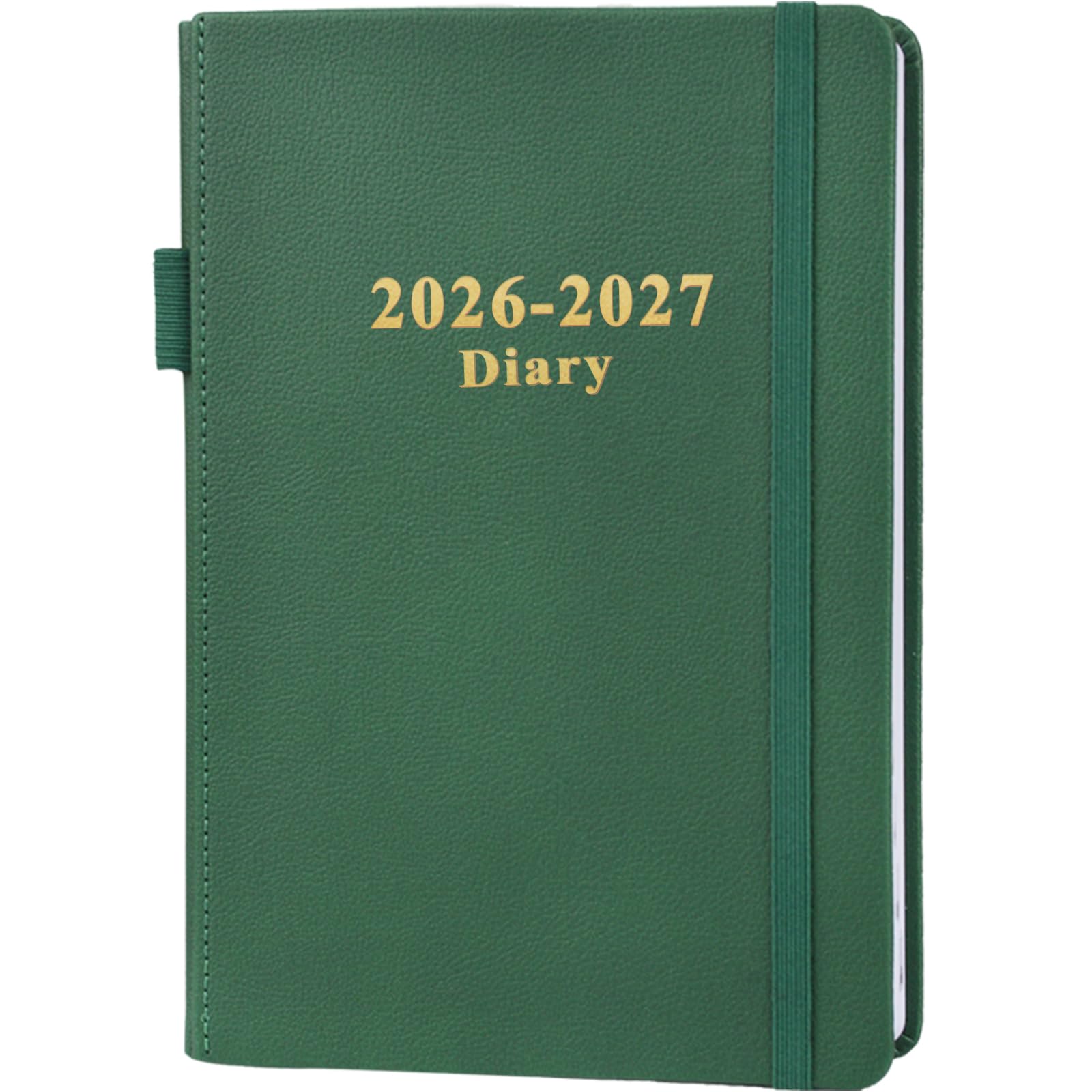 Academic Diary 2026-2027 - A5 Page a Day Diary 2026/27,Planner 2026-2027, from August 2026 to July 2027,2 Bookmark,Elastic Closure & Pen Loop, Inner Pocket,Green