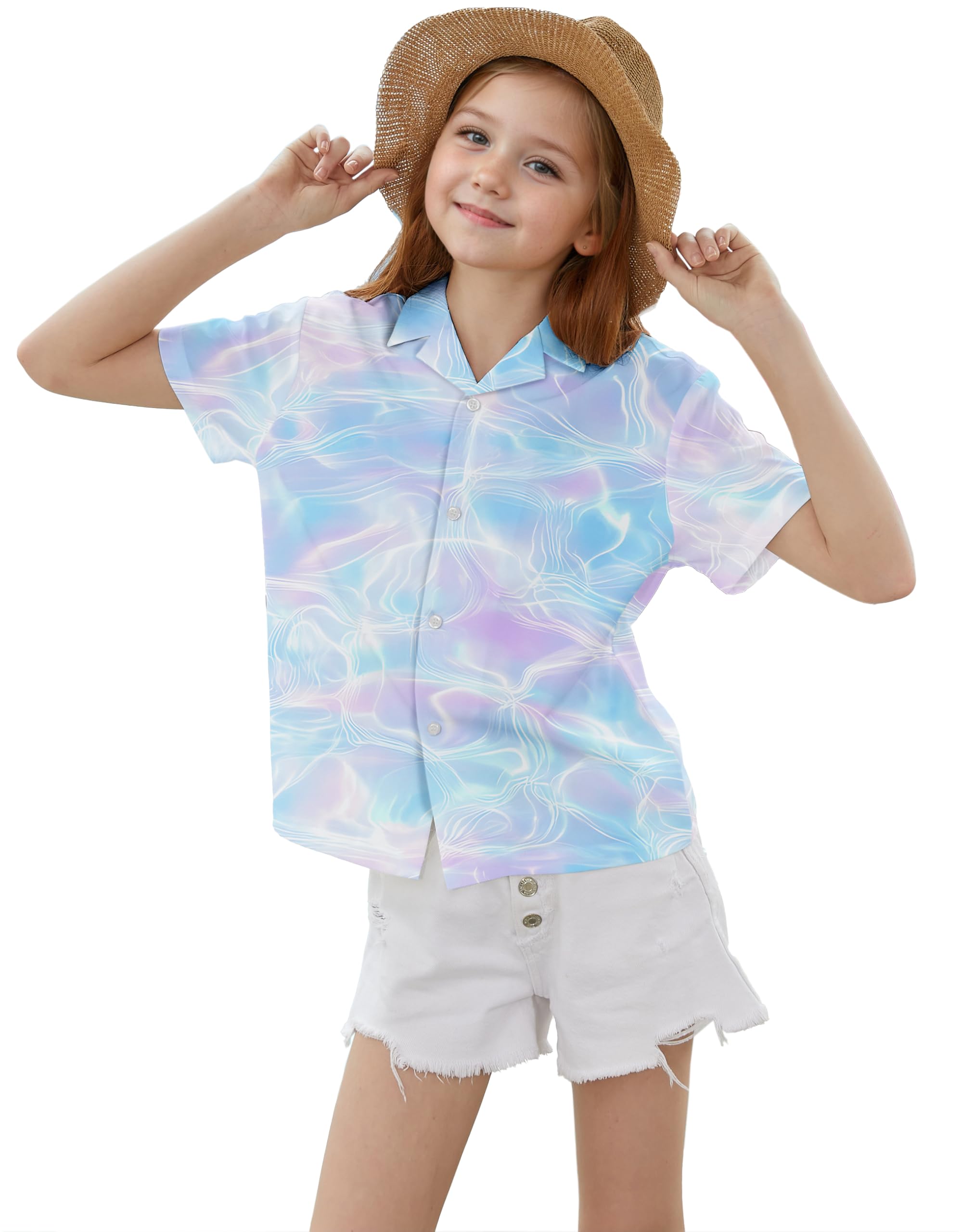 Cromoncent Mommy and Me Matching Hawaiian Outfits Girls &amp; Womens Hawaiian Shirts Tropical Button Down Shirts