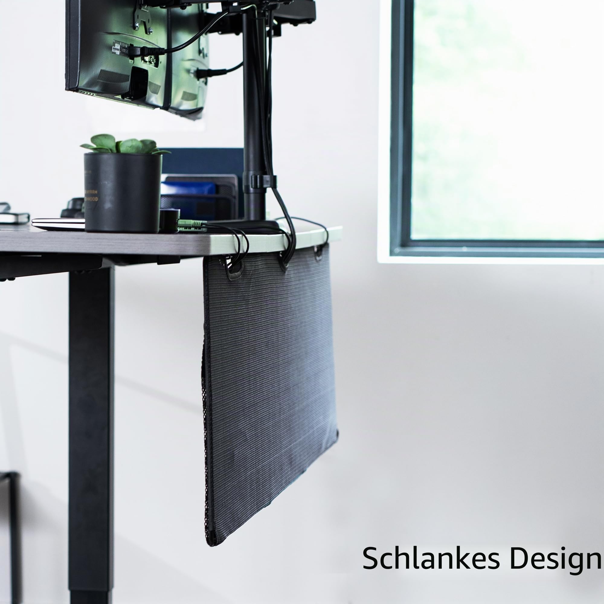 VIVO Schreibtisch-Skirt-60 Untertisch-Sichtschutz und Kabel-Management-Organizer, 152,4 cm, Drahtversteck-Set, Panel-System, Schwarz