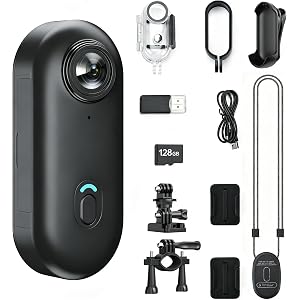 JETO 4K Mini Body Camera 128GB, Wearable Magnetic Clip-On Camera, 150° Wide Angle POV, WiFi App Live View, Waterproof Case, Helmet/Bike Mount, Action Camera for Travel Cycling Motorcycle Vlog