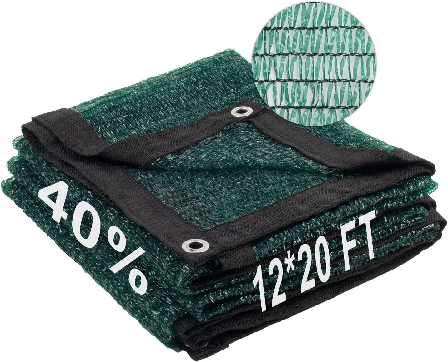 LOVE STORY 12x20FT 40% Dark Green Shade Cloth Sun Shade Net with Grommets Sunblock Net Mesh Tarp for Garden,Plants Cover,Greenhouse and Patio