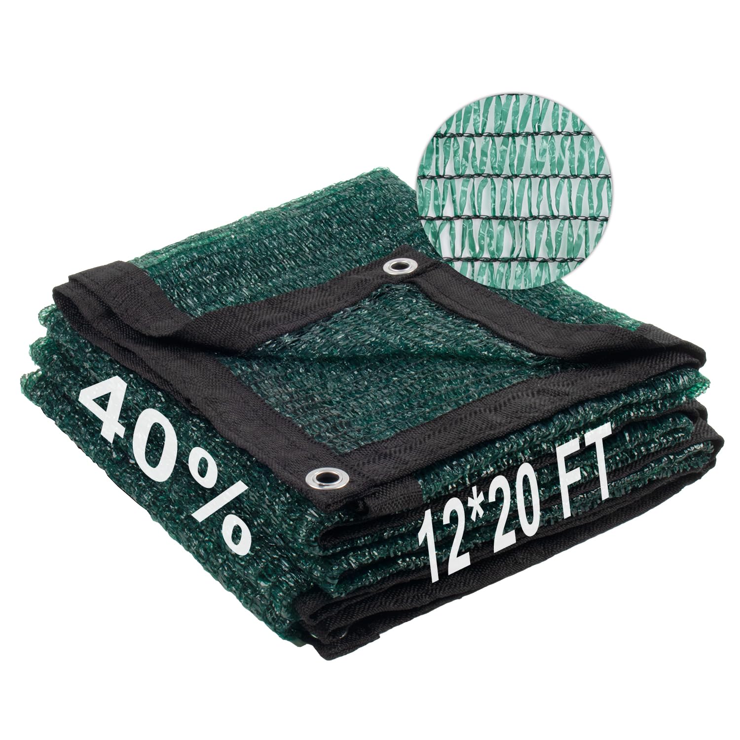 LOVE STORY 12x20FT 40% Dark Green Shade Cloth Sun Shade Net with Grommets Sunblock Net Mesh Tarp for Garden,Plants Cover,Greenhouse and Patio