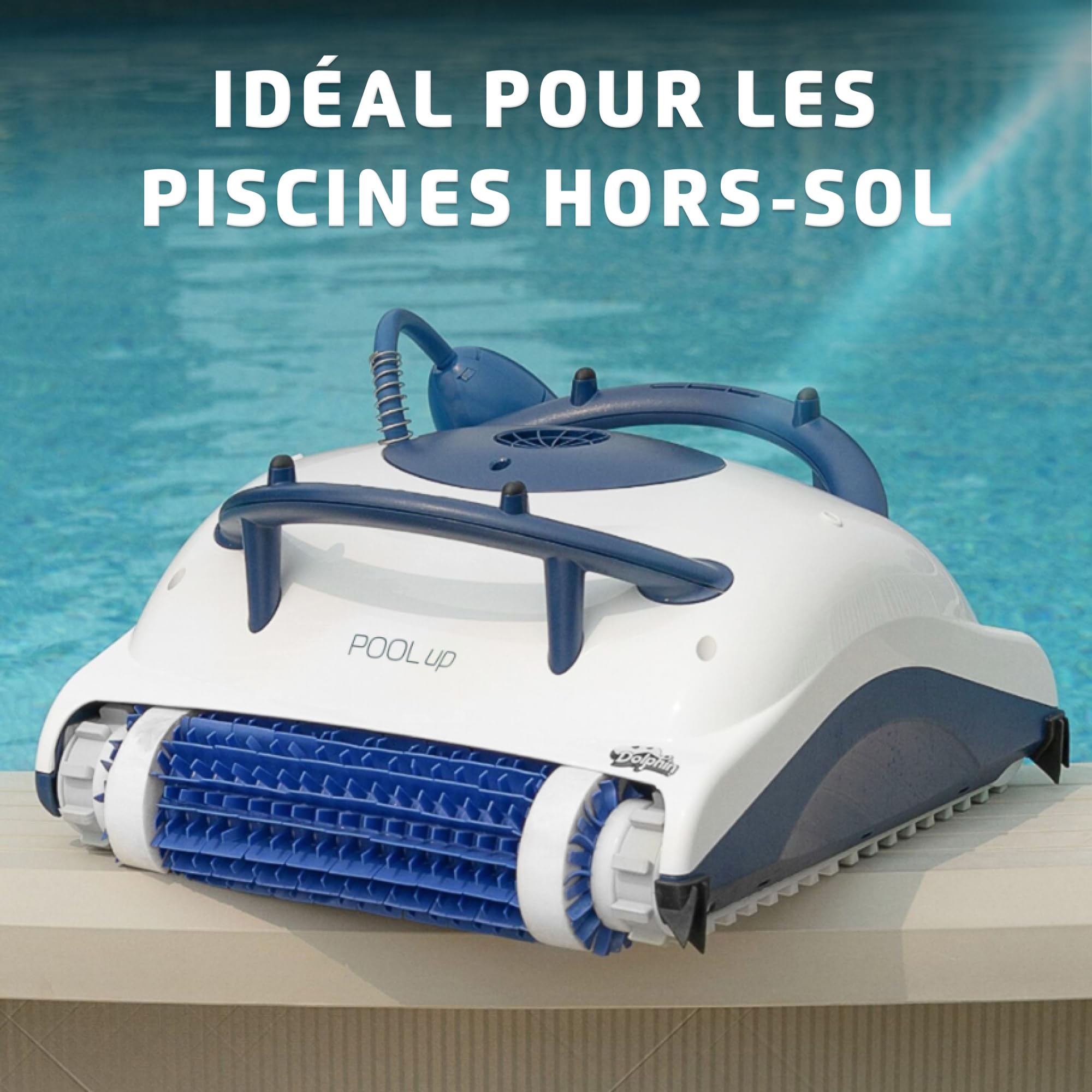Dolphin Pool UP Robot Piscine Fond et Parois, Navigation Intelligente, Système de Filtration Fine, 120Min d'Autonomie, pour Piscines Hors Sol Jusqu’à 8 m