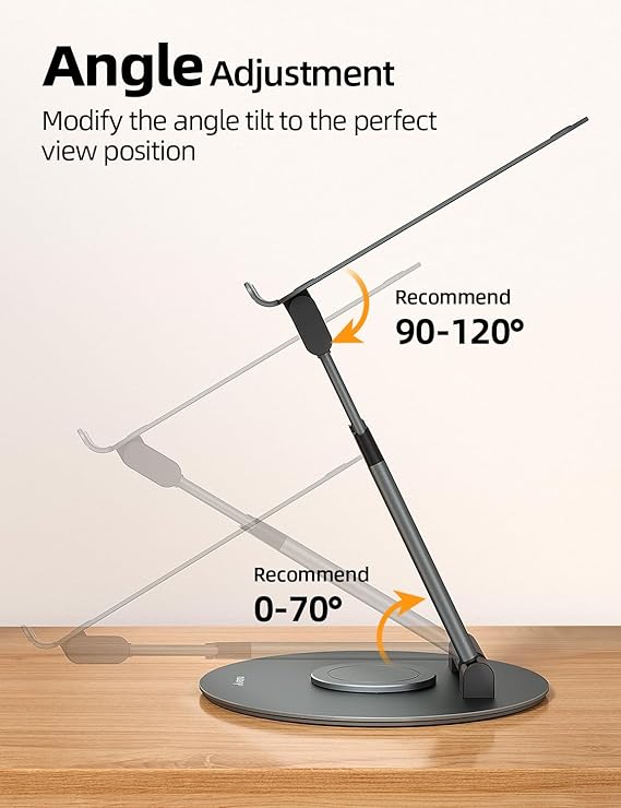 Nulaxy Telescopic 360 Rotating Laptop Stand for Desk Adjustable Height Swivel Pull Out Design Ergonomic Laptop Riser Standing Desk Converter Fits All 10-17 Laptops Computer MacBook, Gray