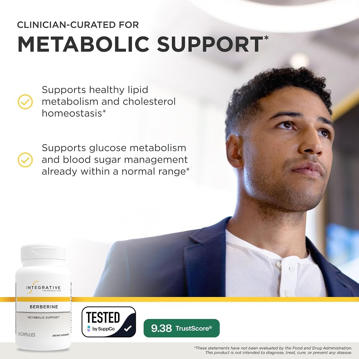 Integrative Therapeutics® Berberine - 1000–1500 mg Daily - Berberine HCL Supplement for Metabolic Support* - Gluten-Free & Vegan Supplements for Men & Women - 60 Capsules 60 Count (Pack of 1) image 1