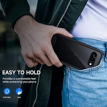 seacosmo for Google Pixel 9a Case with Screen Protector, Black/Clear | Full Body Shockproof Protection Armour Cover Slim Fit Bumper Dual Layer Protective Rugged Phone Case for Google Pixel 9a