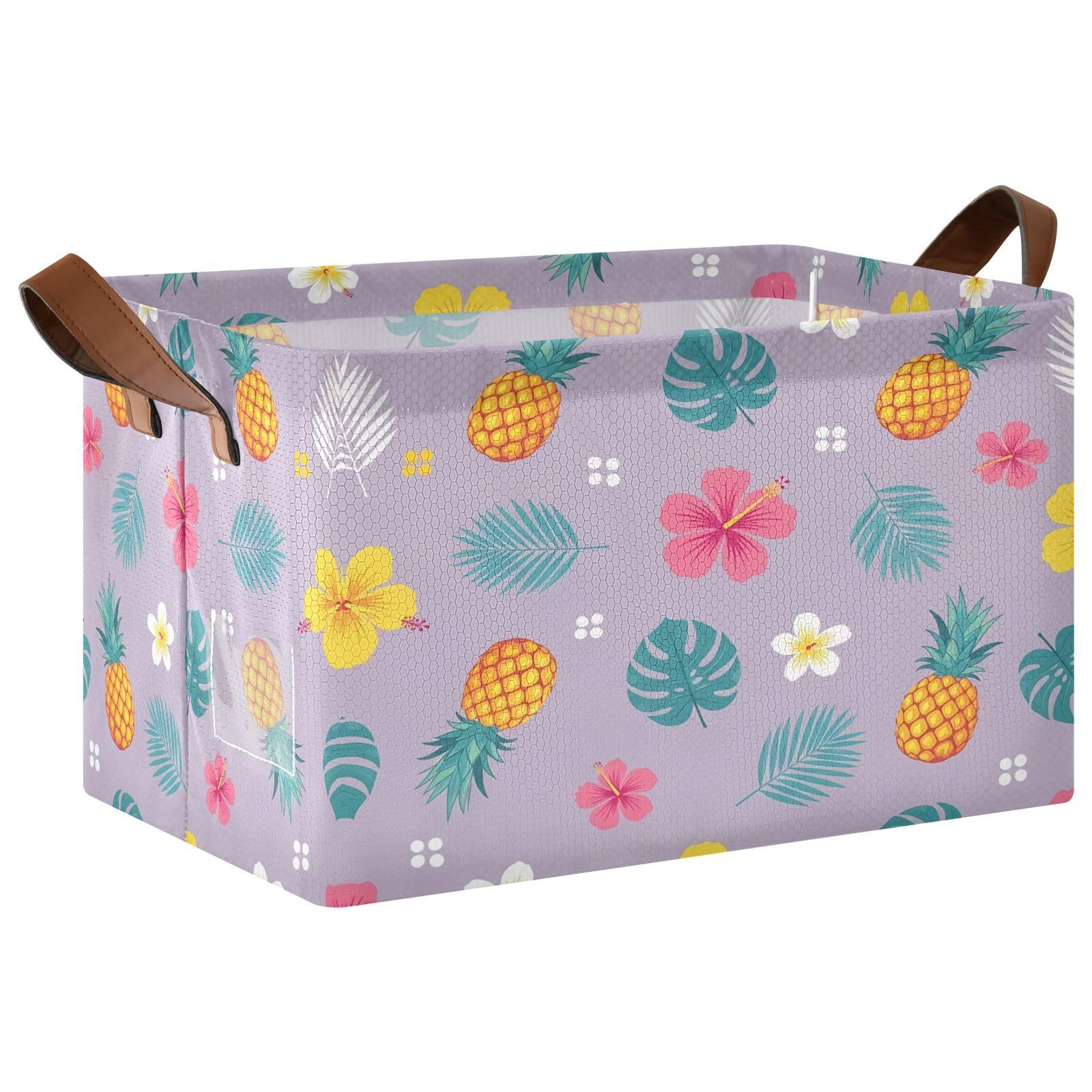 Cgiub Pineapple Storage Basket Waterproof Foldable Storage Bin Baby Laundry Basket Closet Organiser for Nursery Decor Home Organizing