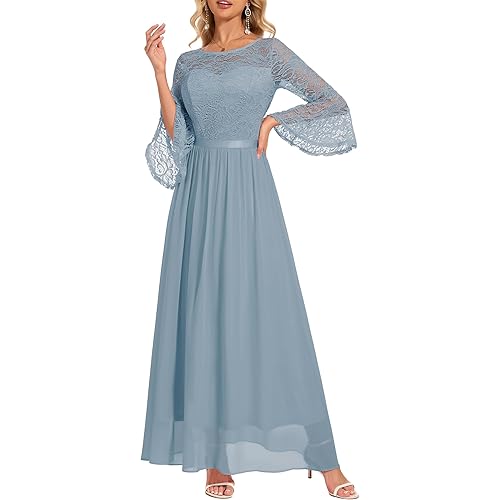 Wedtrend Women's Formal Dresses 2025 Wedding Guest Dress Bell Sleeve Bridesmaid Dresses Maxi Evening Dress