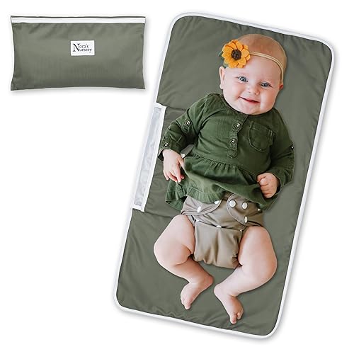 Nora's Nursery Cambiador de pañales portátil para bebé Mat - Impermeable - Salvia