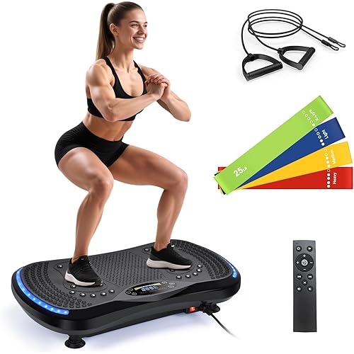 Vibration Plate Exercise Machine for Lymphatic Drainage, Vibration Machine for Full-Body Weight Loss Shaping, Vibrate Fitness Platform 400 Lbs & 200 Adjustable Speeds for Women Men Home