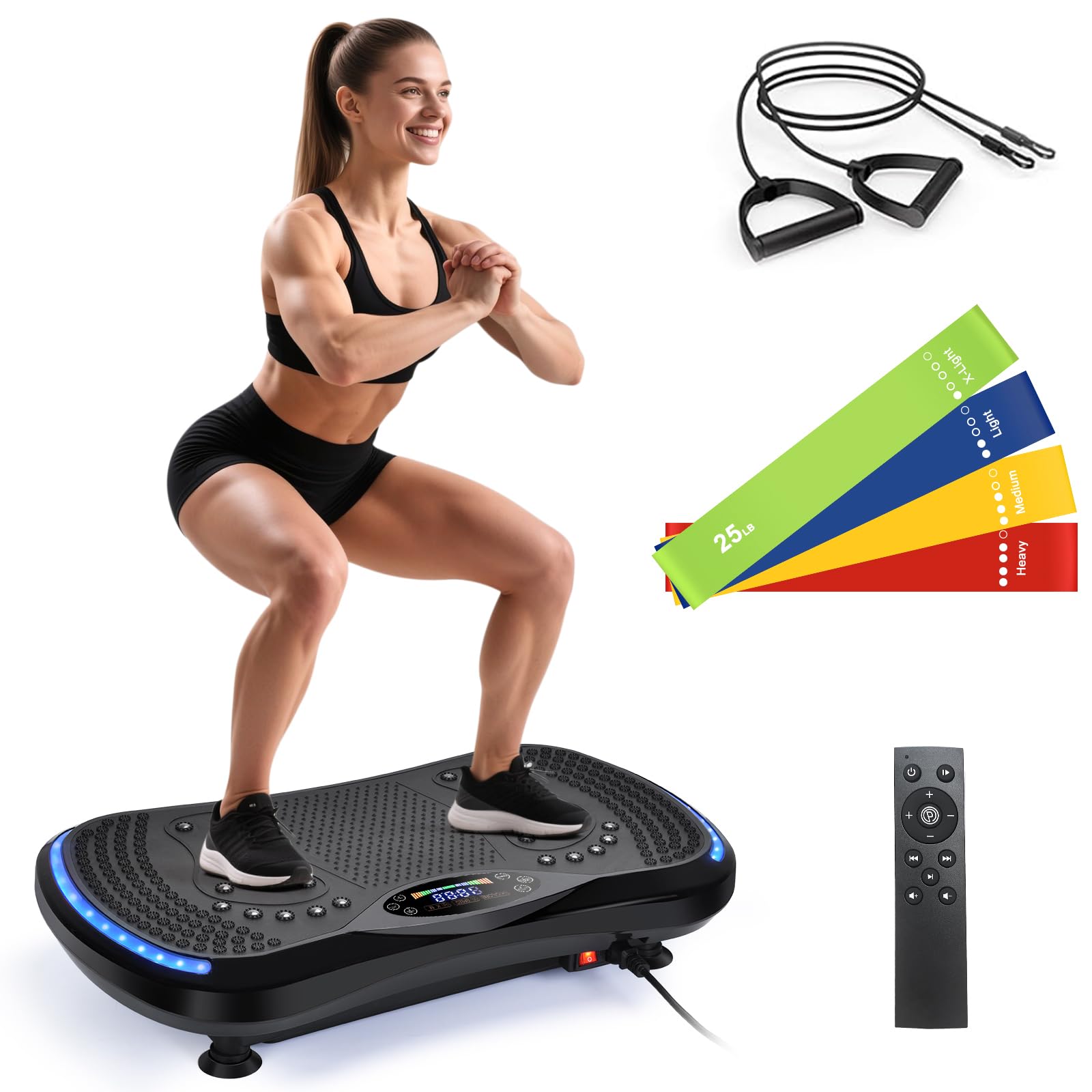 Vibration Plate Exercise Machine for Lymphatic Drainage, Vibration Machine for Full-Body Weight Loss Shaping, Vibrate Fitness Platform 400 Lbs & 200 Adjustable Speeds for Women Men Home
