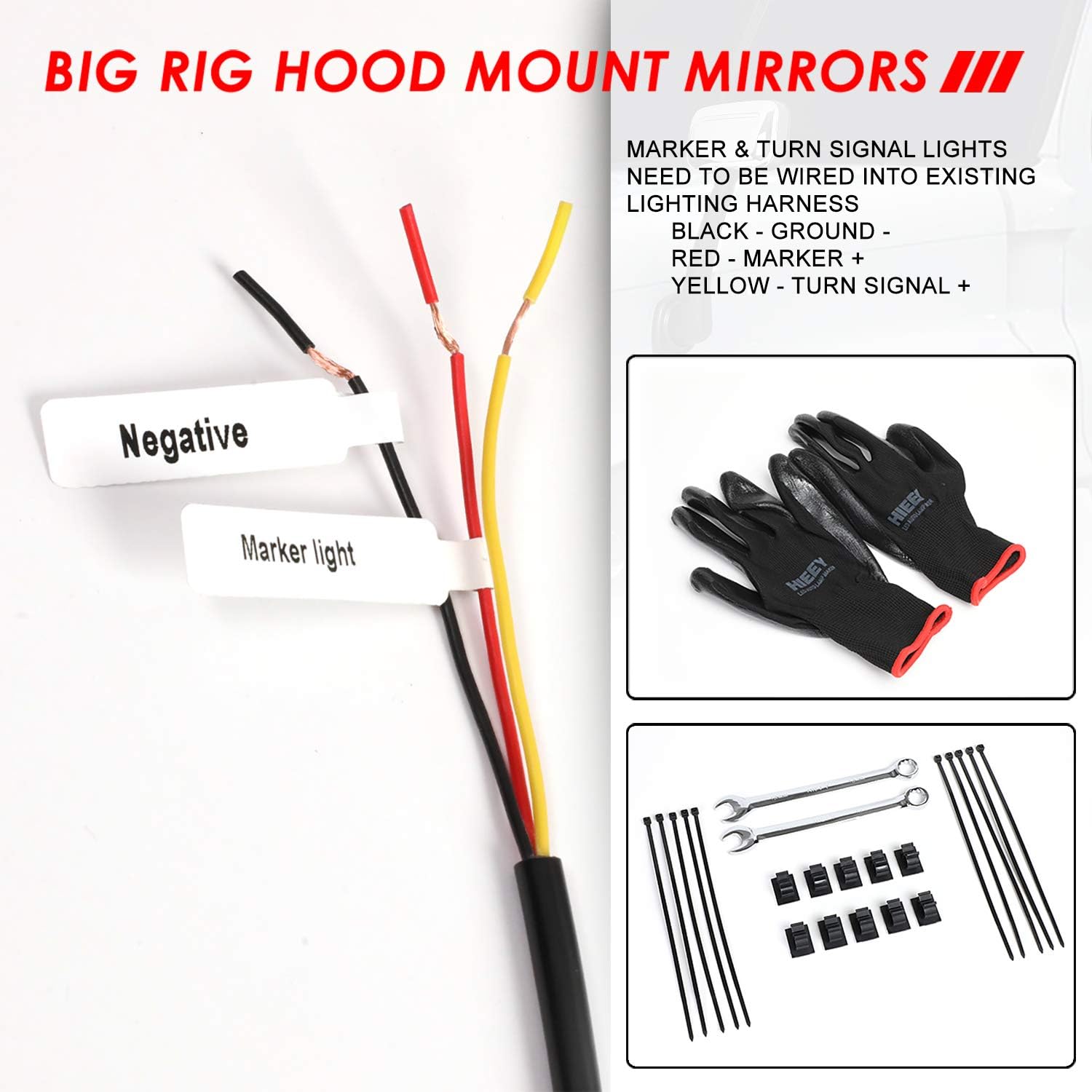 Auto Dynasty L-Pattern LED Sequential Turn Signal Manual Adjust Rear View Side Hood Mirrors Compatible with Freightliner Cascadia 2008-2017, Driver and Passenger Side, Polished Chrome