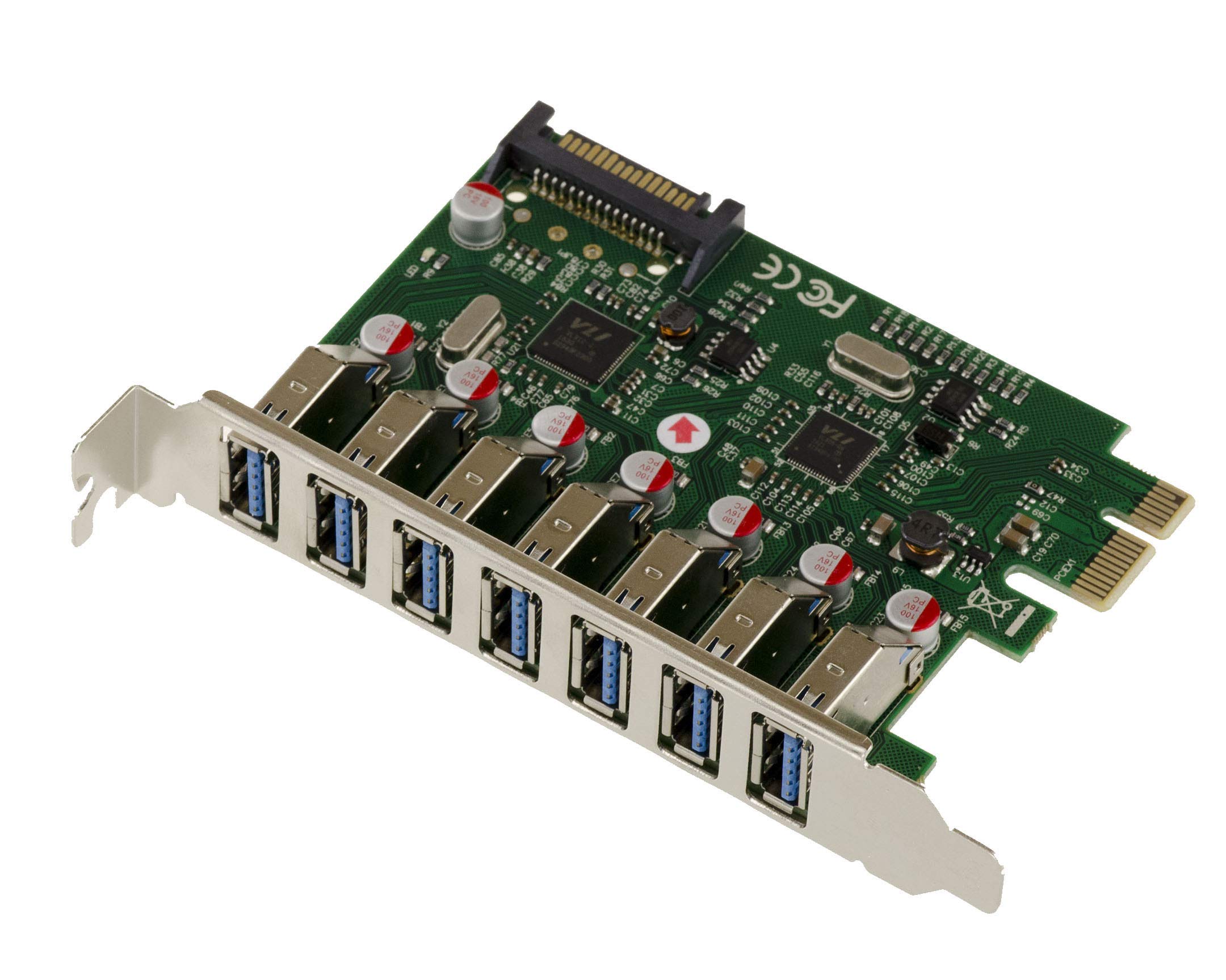 KALEA-INFORMATIQUE PCI EXPRESS PCIe to USB 3.0 controller card with 7 horizontal USB3 A ports and Via VLI VL805 chipset