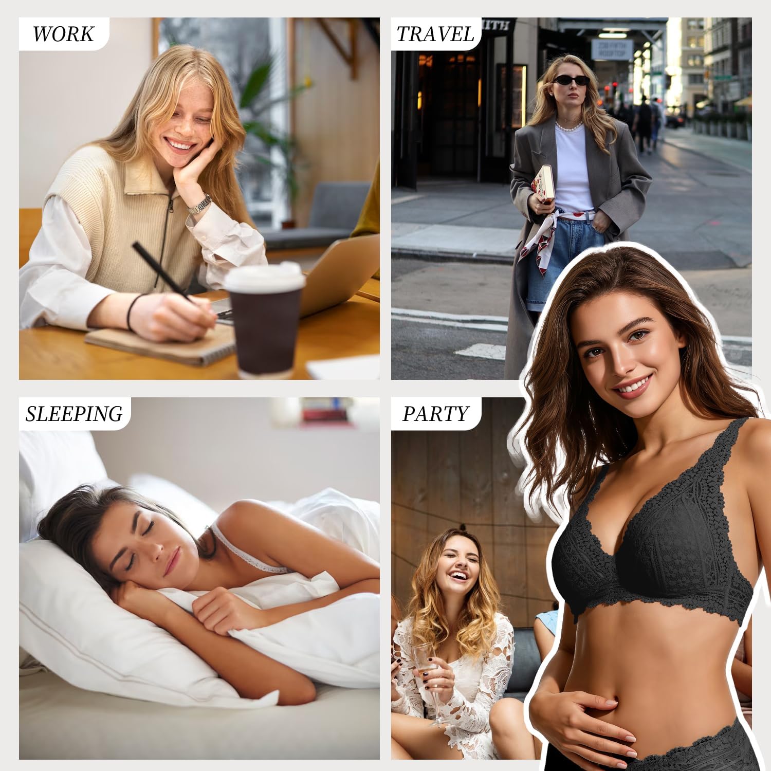 Chest-Wireless Lace Bralette Sexy Triangle Ultra-Thin Padded Breathable Women Comfortable Everyday Bra for AAA-B Cup