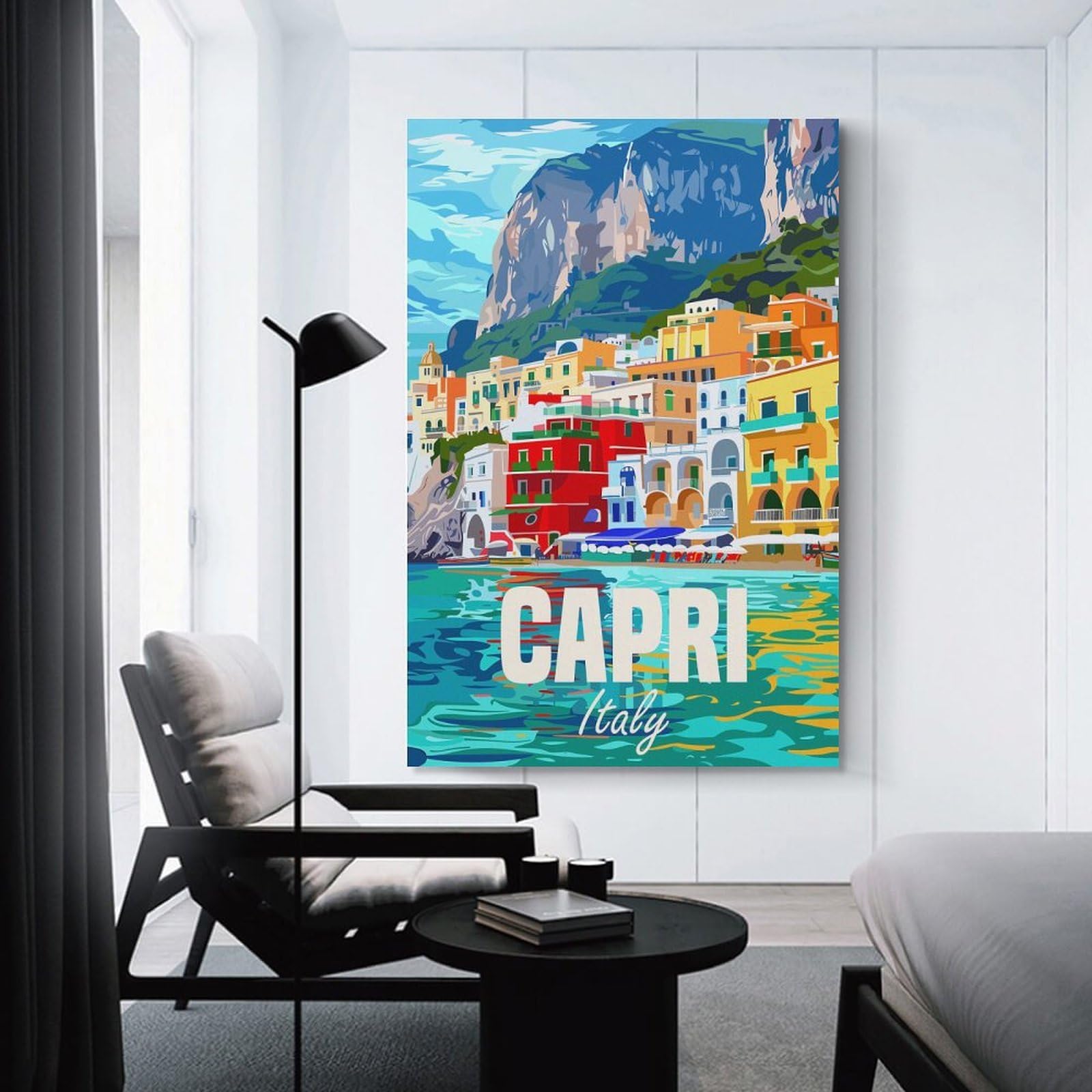 Junmoney Capri Island Italy Canvas Wall Picture 24x36inch(60x90cm), for Picture Wall Styling in Lounge Or Bedroom, Decorative Artwork with Flexible Styling