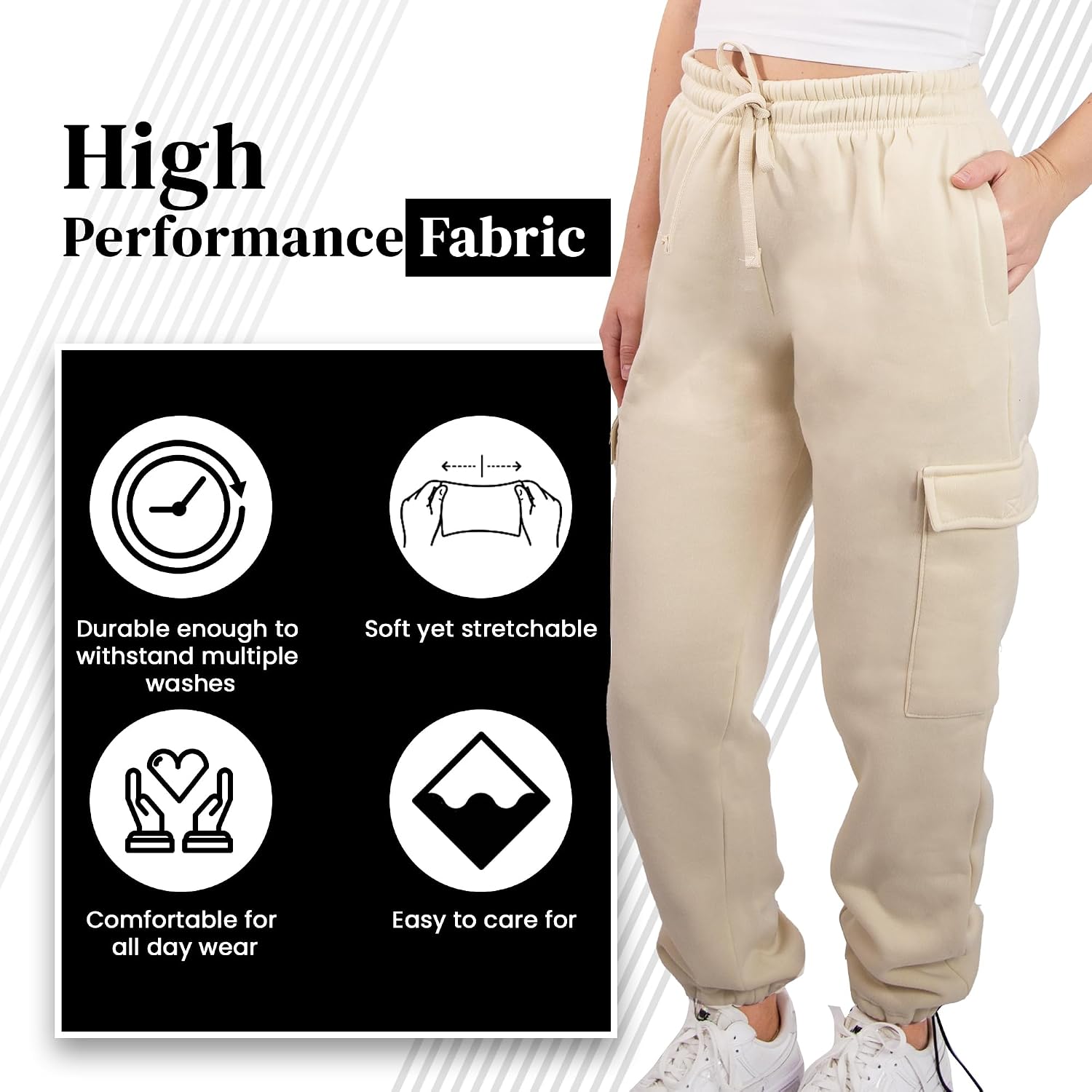 [2 Pack] Cargo Jogger Pants for Women Casual Lounge Sweatpants Ultimate Comfort and Super Soft Feel