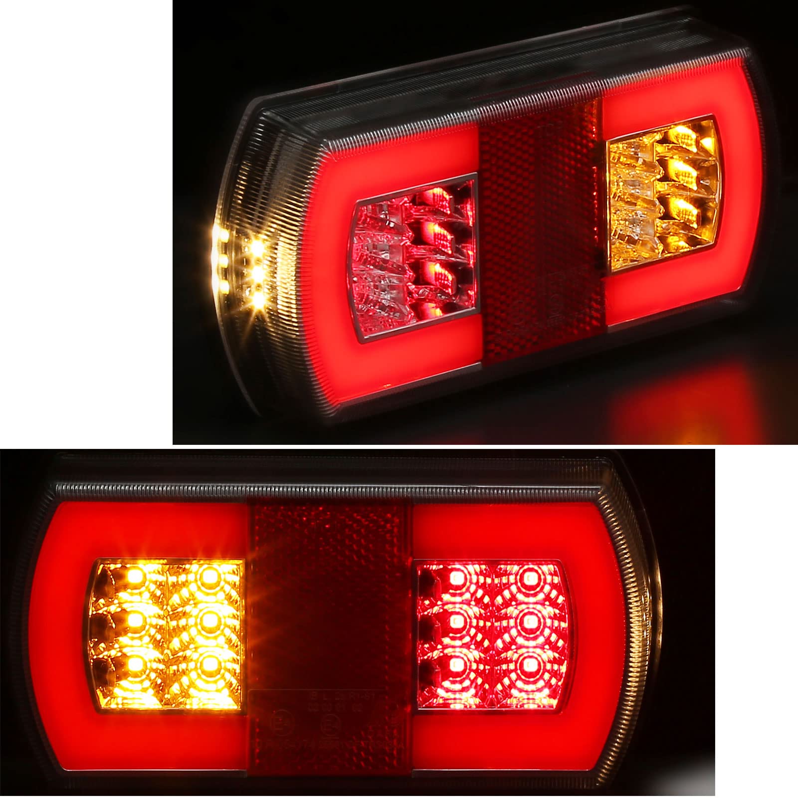 12/24V 2PCS Luci Posteriori per Rimorchio LED,Fanali Posteriori led 12V Lampada del Freni Illuminazione Dell'indicatore Luce di Posizione Effetto Neon Impermeabile per Caravan Furgone E-Mark