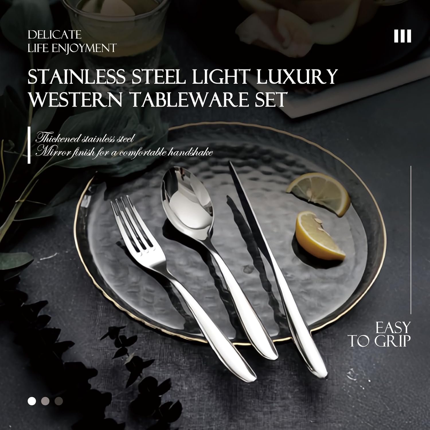 Silverware Set Service for 2, 10-Piece Modern Stainless Steel Flatware Cutlery Set, Dinnerware sets Include Fork Knife and Spoon Set, XJ (10 Pcs Service for 2)