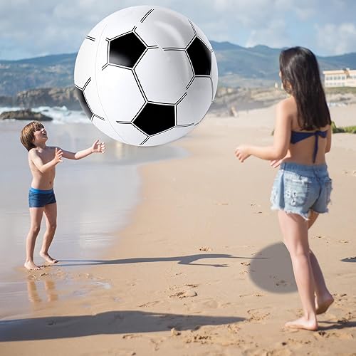 Miniatura 5 de Shindel Balón de fútbol inflable gigante de 27 pulgadas, decoración de fiesta temática de fútbol y juegos de piscina en la playa, resistente sin BPA