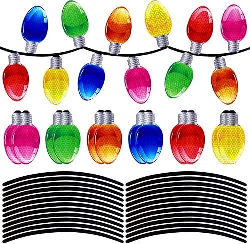 JoFAN Decoración de Navidad para refrigerador de automóvil, imanes con forma de bombilla reflectante con cables magnéticos, adornos para decoración