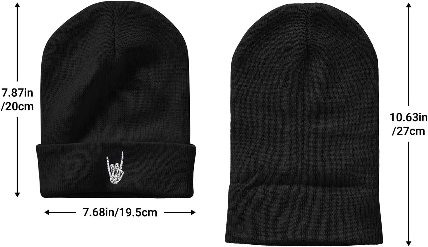 Skeleton Skull Finger Goth Dia De Los Beanie Hat for Men Women Winter Warm Beanie Hats Stretch Skull Knit Hat Cap Black - Image 6