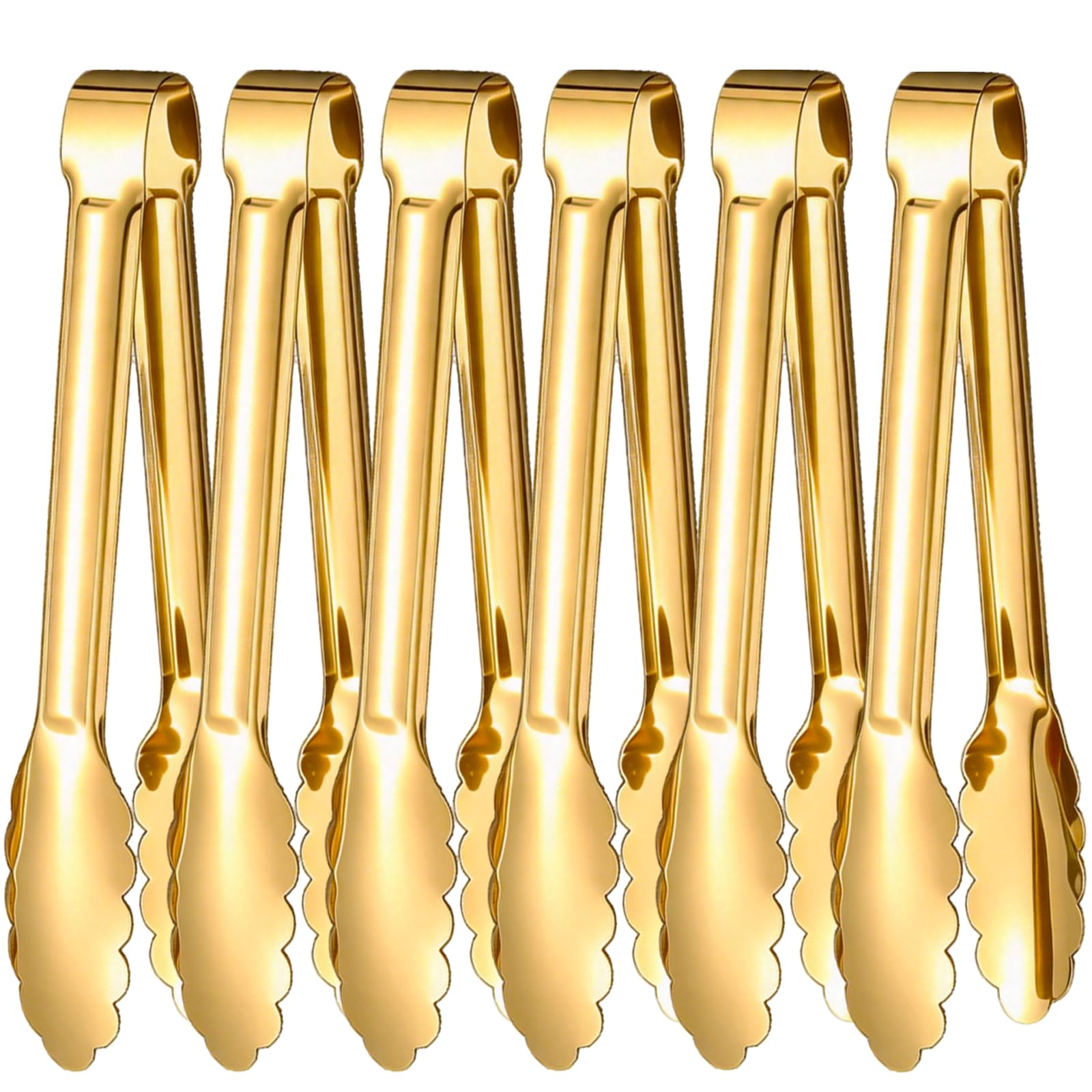Stainless Steel Serving Tongs - 6 Pack Gold -1