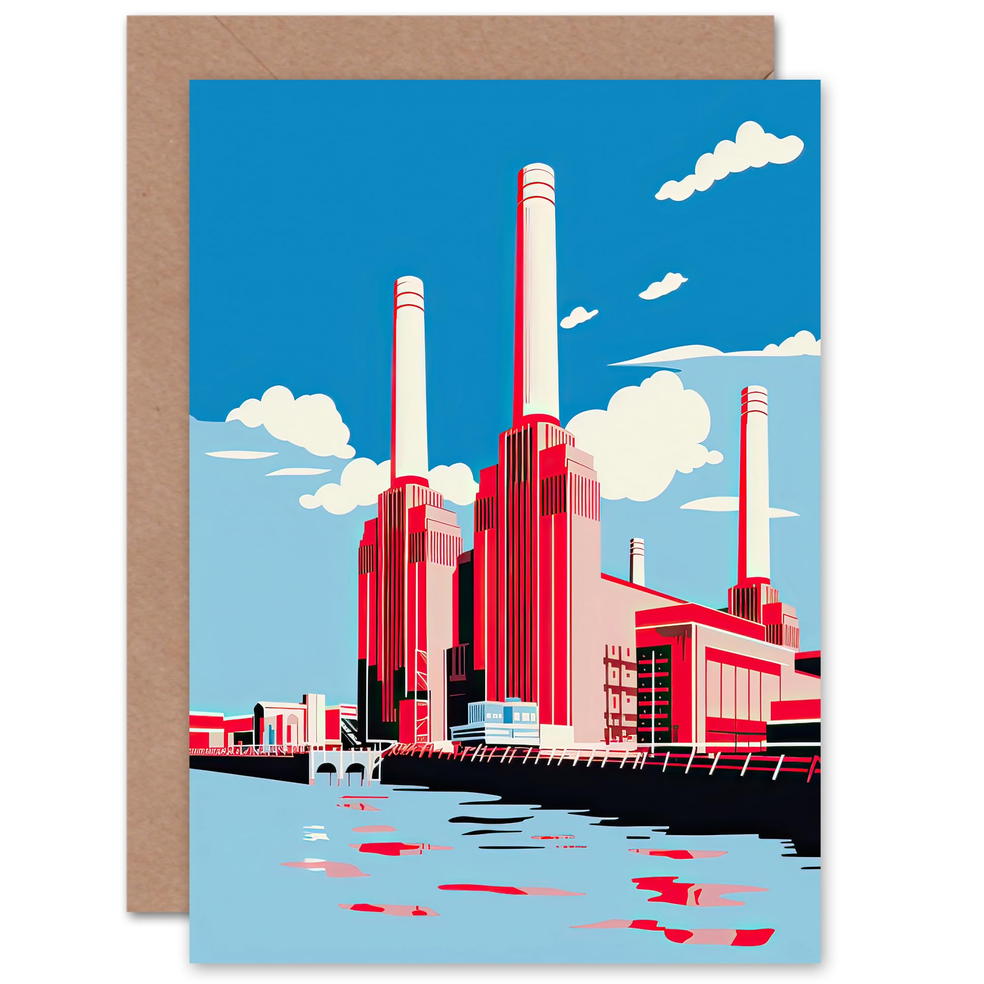 Battersea Power Station London Landmark Him Her Birthday Blank Greeting Card