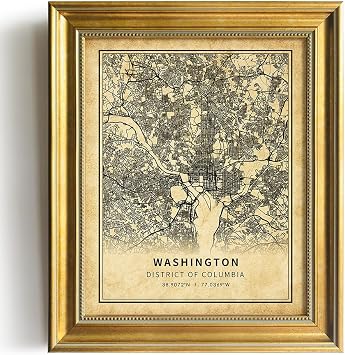 Washington DC Vintage Poster - Washington DC Map Wall Art - Washington DC Street Transit Map Print Picture - Washington DC Wall Decor - Map Poster of Washington DC - Decorative Artwork Souvenir Gift