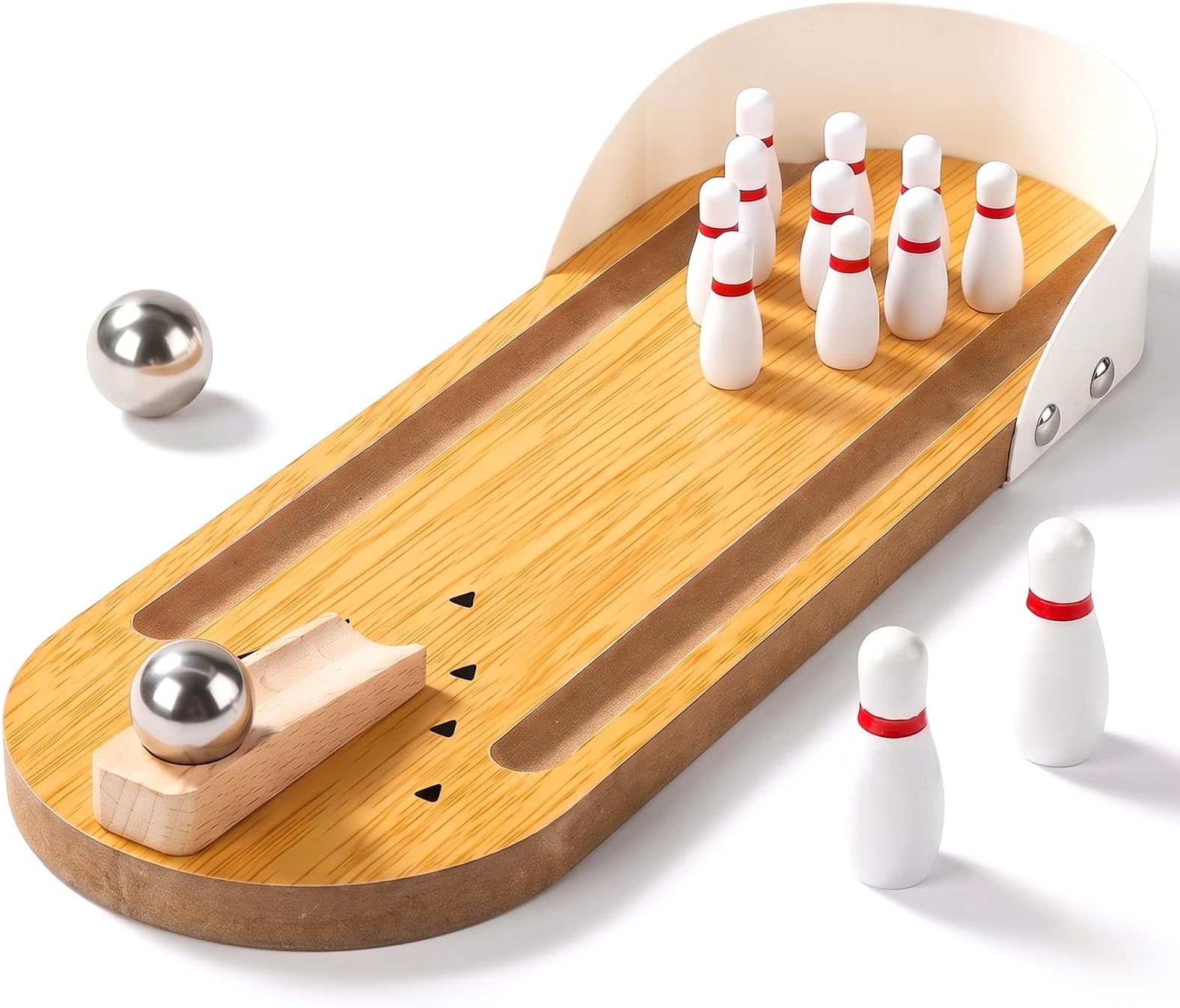 3 otters Mini Bowling Game Set for Kids | Tabletop Board Games, Office Desk Toy, Family Game Night, Stress Relief Gag Gift for Kids Adults