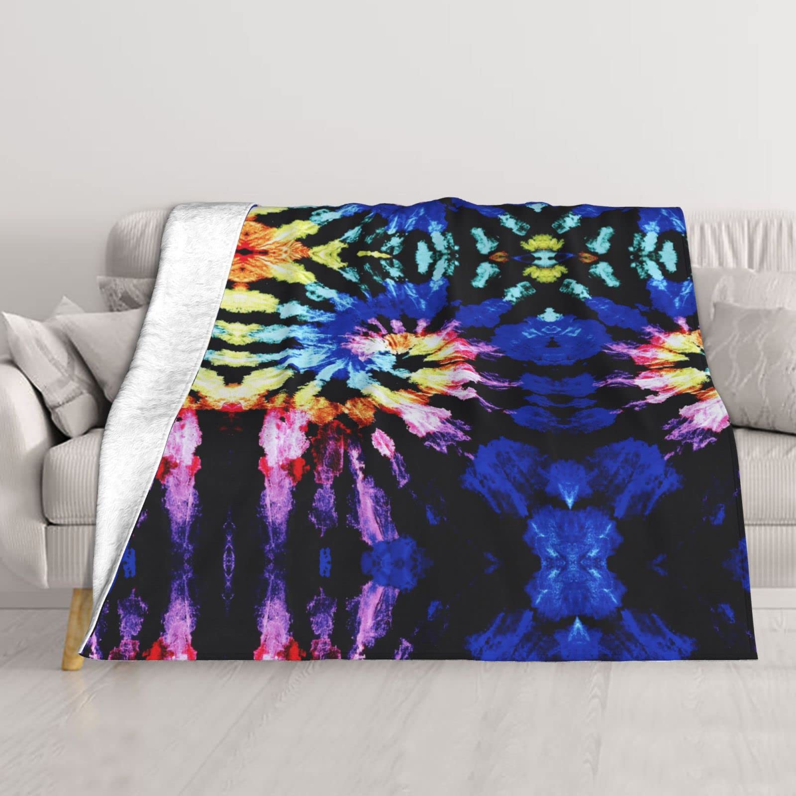 Couverture canapé tie dye double couche douce pour lit et camping