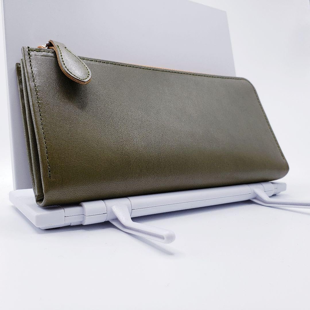 栃木レザー L字ファスナー 長財布 オリーブ 大容量 日本製 牛革 緑
