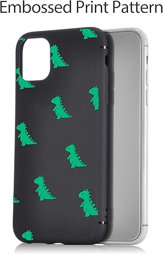 Miniatura 5 de JOYLAND Funda negra para iPhone 11 con diseño de dinosaurios, diseño de dinosaurios verdes, diseño de dinosaurios de dibujos animados, funda negra