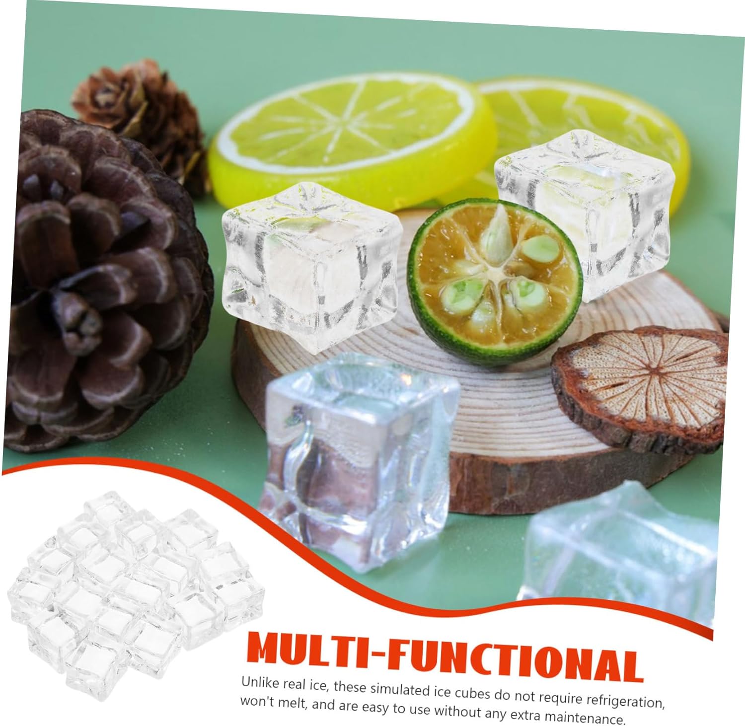 Uonlytech 100pcs Transparent Simulation Ice Cubes for Decoration Lightweight Reusable Plastic Crushed Ice for Photography Props Vase Fillers DIY Craft and Home Display