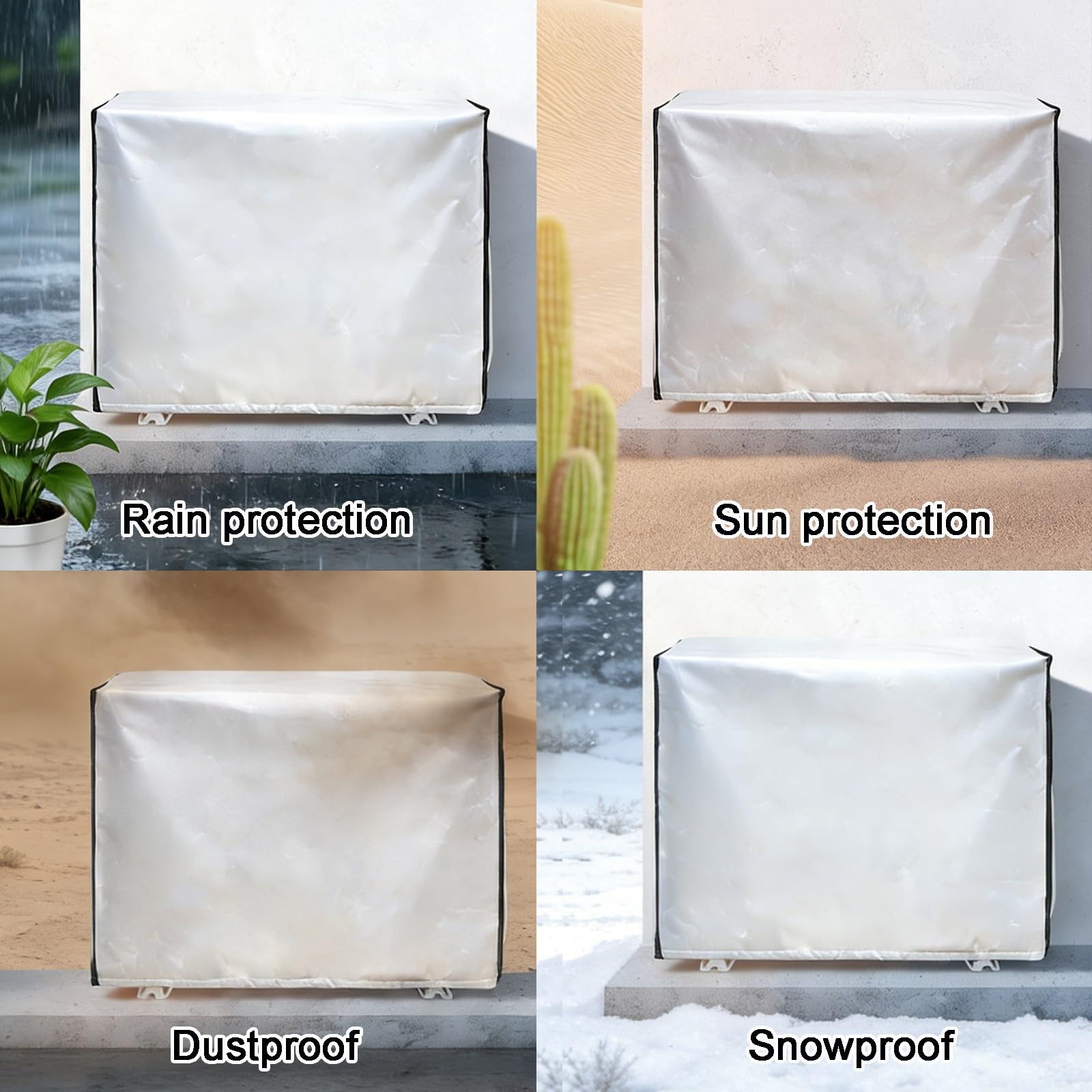 Funda Aire Acondicionado Exterior, Tela Oxford 600D con Revestimiento de PVC, Protección contra Todo Tipo de Clima para Aires Acondicionados de Ventana(90x62x38cm)