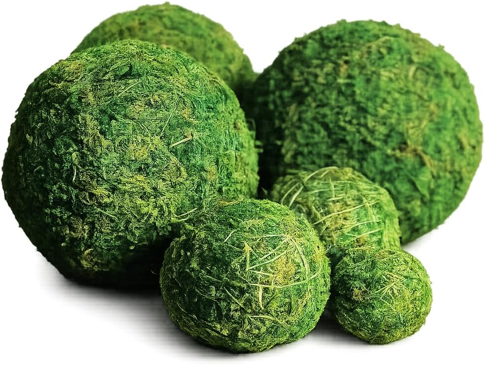 10 Inch Decorative Moss Ball Orb for Home Decor, Vase Bowl Filler, Planters, Trays, Lanterns, Weddings, Parties, Farmhouse Rustic Style Decoration, Green, Handmade