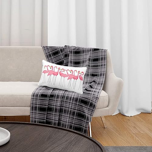 Miniatura 3 de Funda de almohada decorativa rectangular de algodón con diseño de flamencos rosados cubanos para sofá, dormitorio, sala de estar, 20 x 30 pulgadas