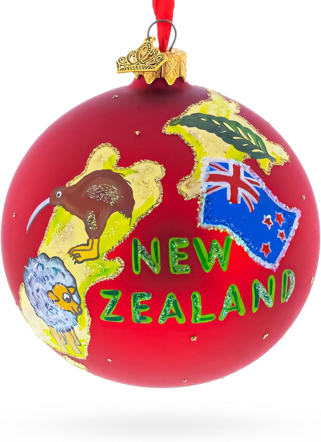 Travel to New Zealand Glass Ball Christmas Ornament 4 Inches