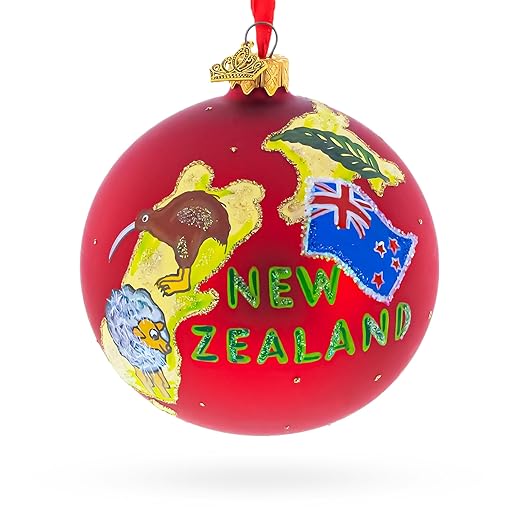 Travel to New Zealand Glass Ball Christmas Ornament 4 Inches