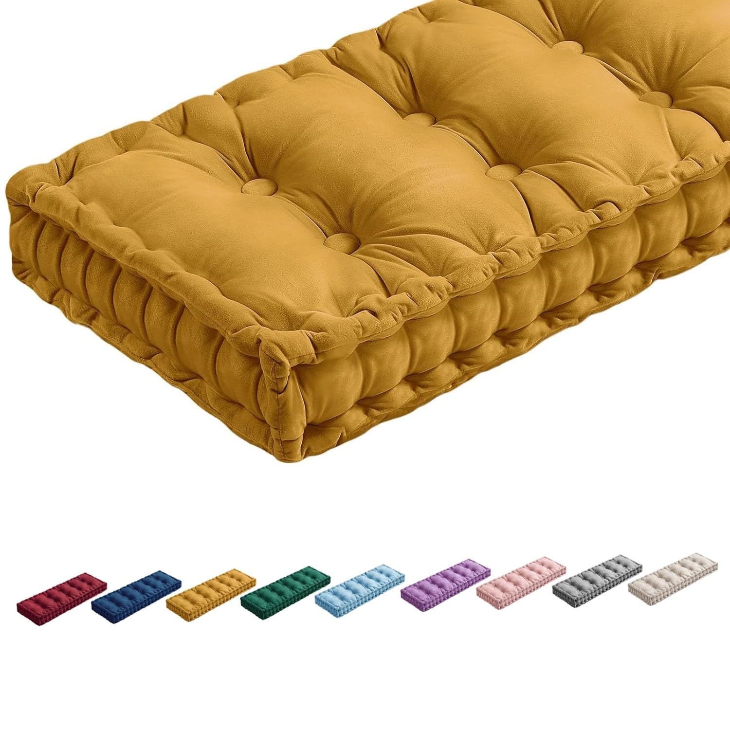 Coussin de banc de jardin jaune 140x40x10 cm confortable et épais