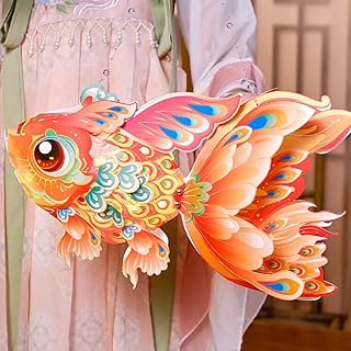 Chinese New Year Lantern 2025 Festival DIY Craft Hand Held Fish Lanterns for Spring Festival Home Decoration Mid-Autumn Hanfu Cosplay