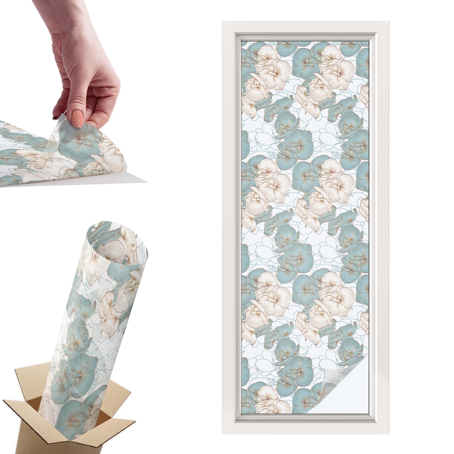 Film pour vitre intimité fleurs 50x146 cm occultant en PVC adhésif pour fenêtre
