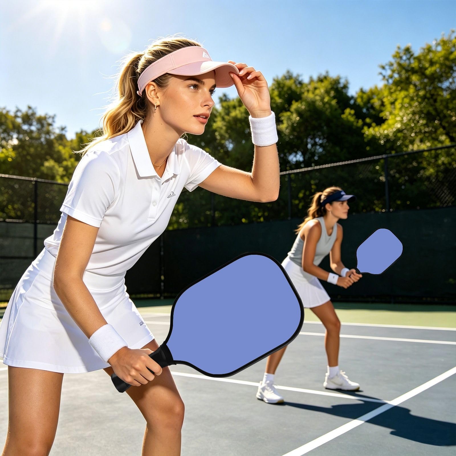 Paleta de pickleball de carbono con textura de color liso azul roya