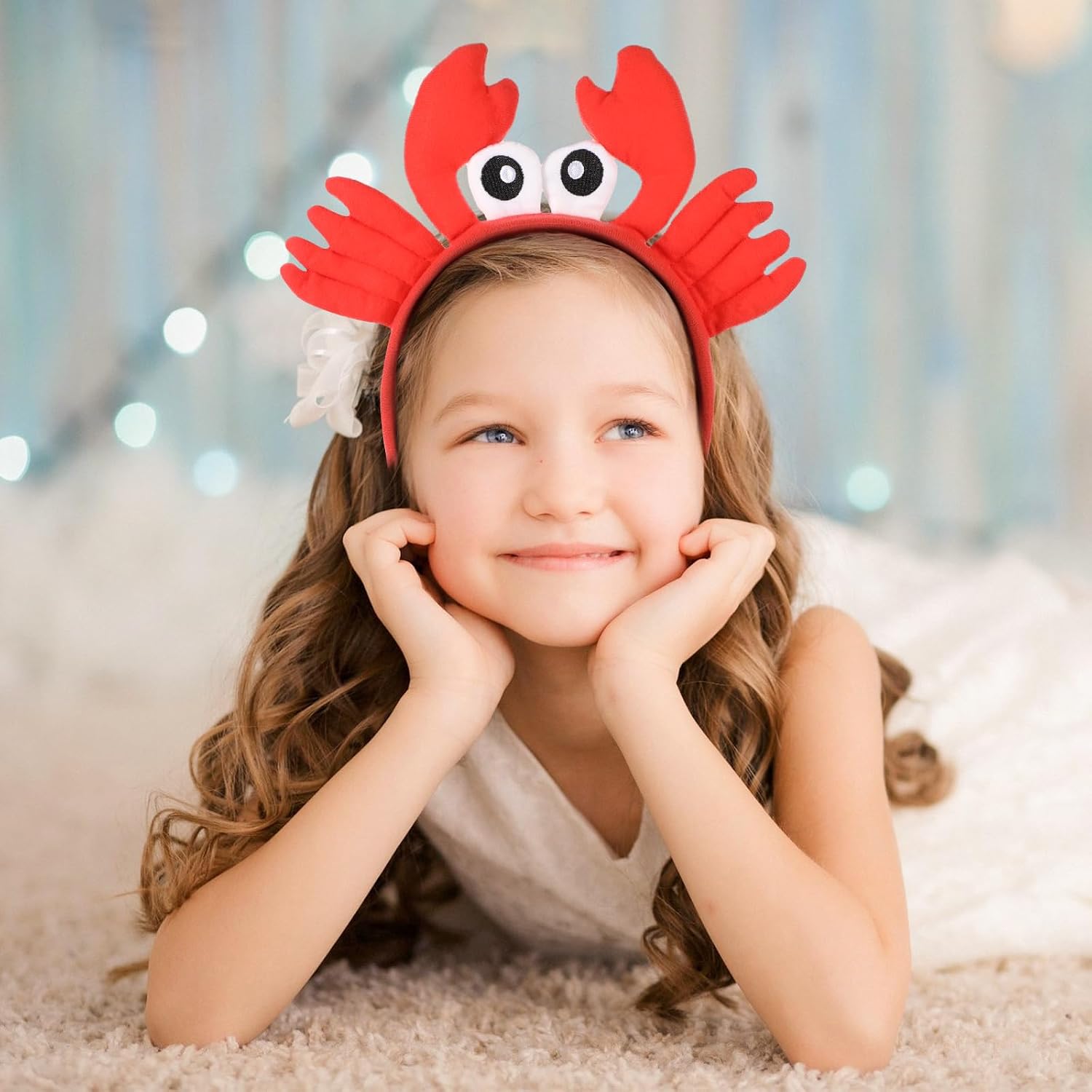 NUOBESTY Big Crab Claws and Eye Hair Hoop Sea Animal Headwear Costume Lobster Claws Dress Up Hair Accessory